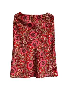 Fumbling Joe Red Paisley Floral A-Line Skirt